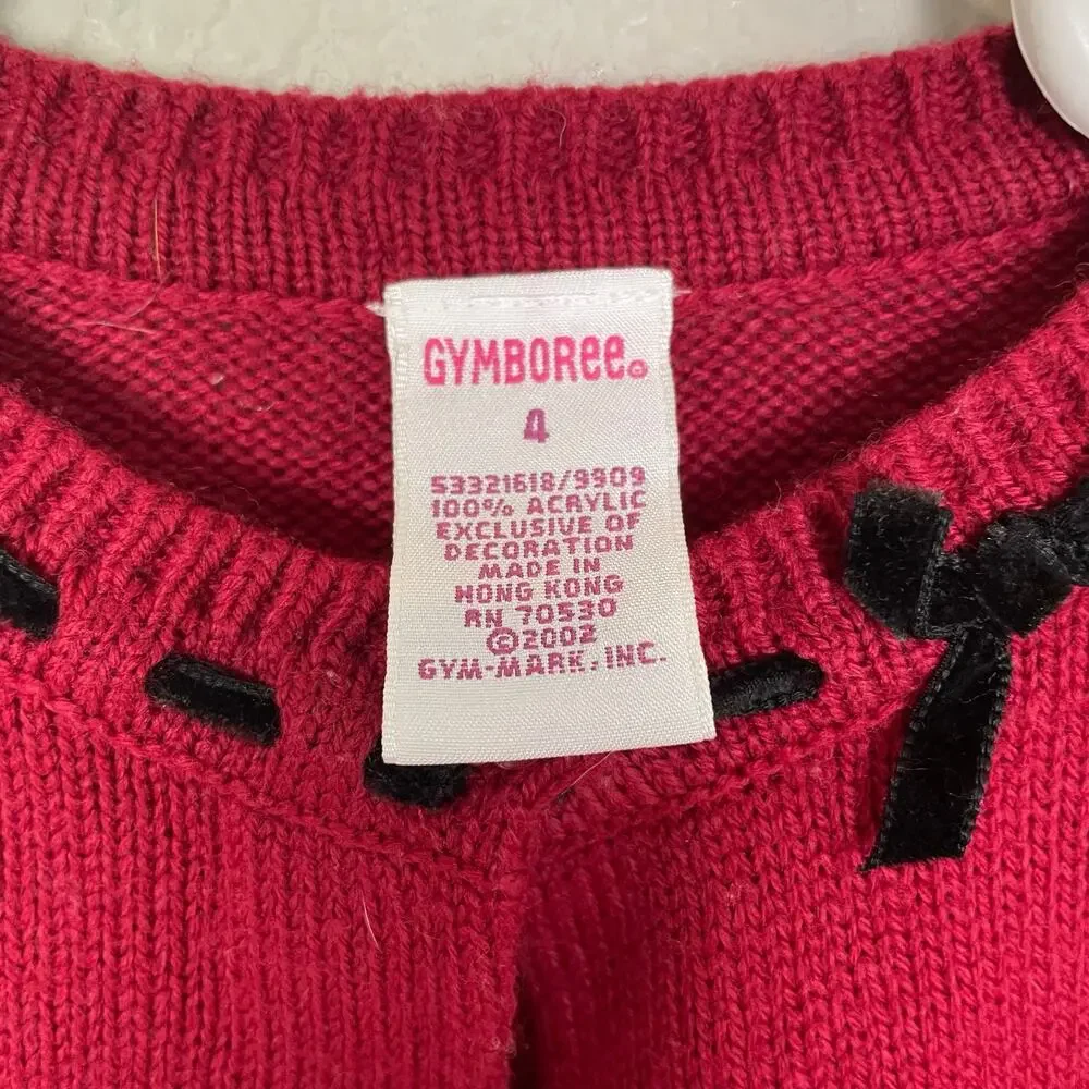 Gymboree Red Button Cardigan Black Trim 4